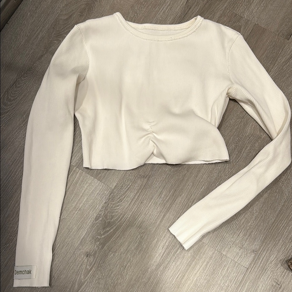 Cream Long Sleeve Ribbed Top